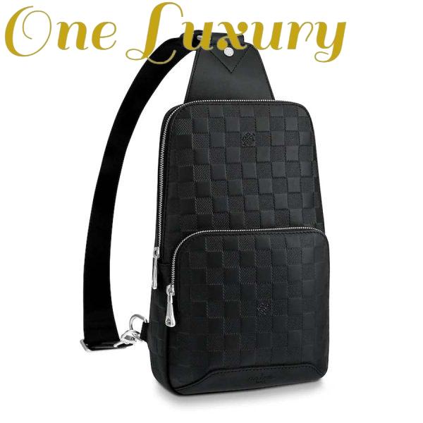 Replica Louis Vuitton LV Men Avenue Sling Bag in Damier Infini Leather-Black
