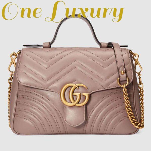 Replica Gucci GG Marmont Small Top Handle Bag in Matelassé Chevron Leather 4