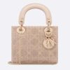 Replica Dior Women CD Mini Lady Dior Bag Caramel Beige Cannage Cotton Embroidered Micropearls