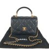 Replica Chanel Women Organ Bag with Top Handle in Embossed Calfskin Leather-Black