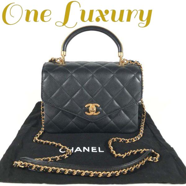 Replica Chanel Women Organ Bag with Top Handle in Embossed Calfskin Leather-Black 2