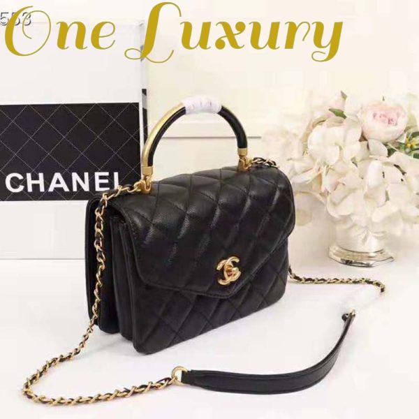 Replica Chanel Women Organ Bag with Top Handle in Embossed Calfskin Leather-Black 4