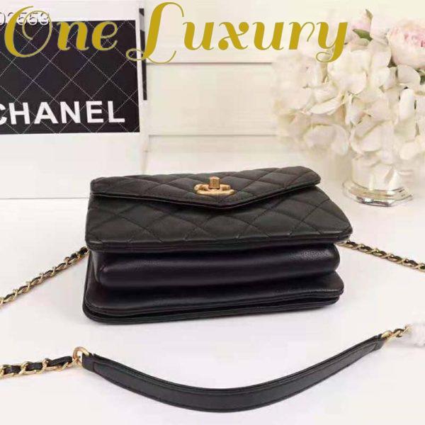 Replica Chanel Women Organ Bag with Top Handle in Embossed Calfskin Leather-Black 6