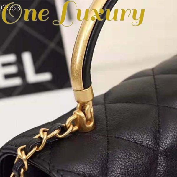 Replica Chanel Women Organ Bag with Top Handle in Embossed Calfskin Leather-Black 10
