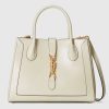 Replica Gucci GG Unisex Jackie 1961 Medium Tote Bag White Leather Gold Toned Hardware