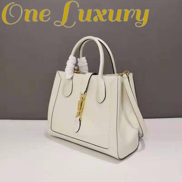 Replica Gucci GG Unisex Jackie 1961 Medium Tote Bag White Leather Gold Toned Hardware 4