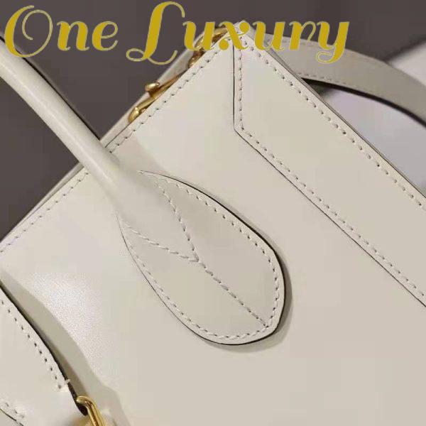 Replica Gucci GG Unisex Jackie 1961 Medium Tote Bag White Leather Gold Toned Hardware 13
