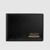 Replica Gucci GG Unisex Leather Mini Wallet with Gucci Logo in Black Leather