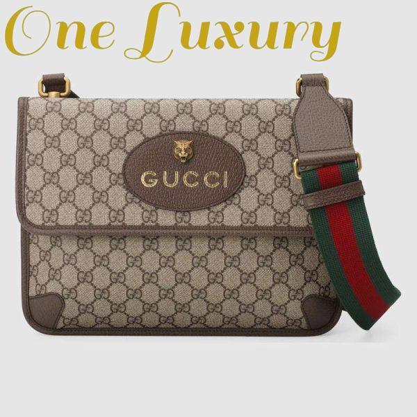 Replica Gucci GG Unisex Neo Vintage Messenger Bag in Beige/Ebony GG Supreme Canvas 2