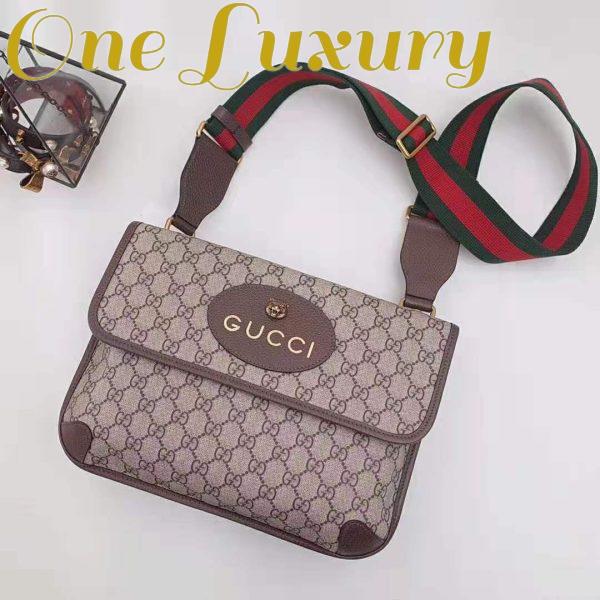 Replica Gucci GG Unisex Neo Vintage Messenger Bag in Beige/Ebony GG Supreme Canvas 4