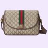 Replica Gucci GG Unisex Ophidia Messenger Bag Beige Ebony GG Supreme Canvas Double G