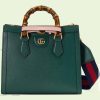 Replica Gucci GG Women Diana Small Tote Bag Double G Green Leather