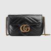Replica Gucci GG Women GG Marmont Matelassé Leather Super Mini Bag Black Matelassé Chevron