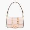 Replica Fendi Women FF Brooch Mini Baguette Fendace Pink Leather Bag