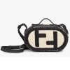 Replica Fendi Women FF O’Lock Mini Camera Case Beige Black Straw Mini Bag