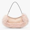 Replica Fendi Women FF O’Lock Swing Pale Pink Leather Fox Fur Pouch