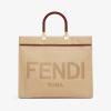 Replica Fendi Women Fendi Sunshine Medium Beige Canvas Bag