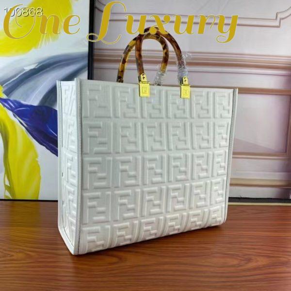 Replica Fendi Women FF Sunshine Medium White Leather Shopper 4