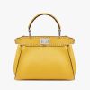 Replica Fendi Women Peekaboo Iconic Mini Full Grain Leather Bag-Yellow