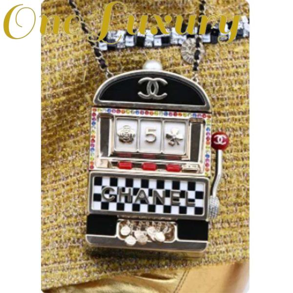 Replica Chanel Women CC Slot Machine Minaudiere Resin Strass Imitation Pearl Gold-Tone Metal 3