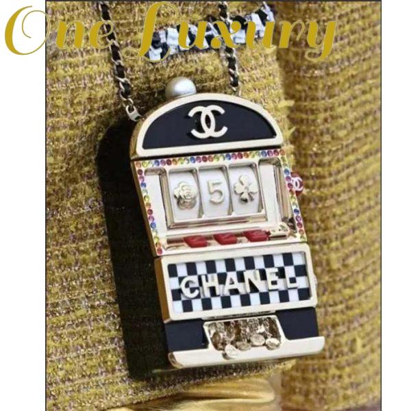 Replica Chanel Women CC Slot Machine Minaudiere Resin Strass Imitation Pearl Gold-Tone Metal 4