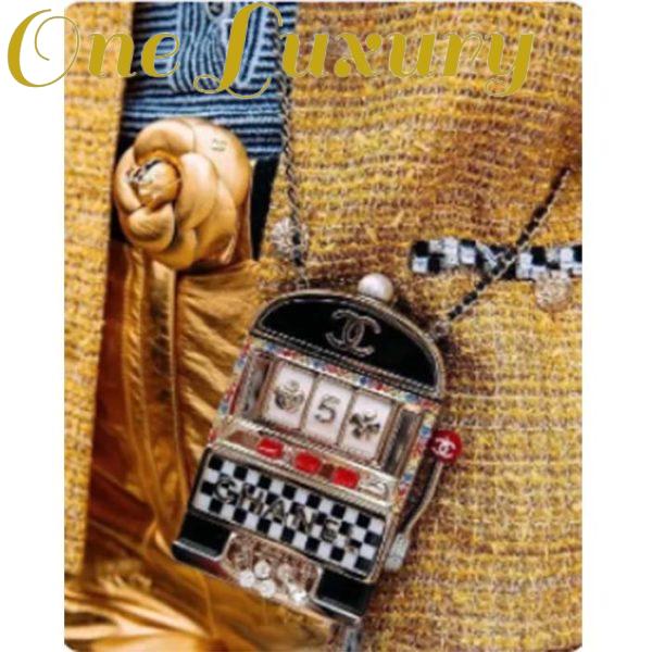 Replica Chanel Women CC Slot Machine Minaudiere Resin Strass Imitation Pearl Gold-Tone Metal 5