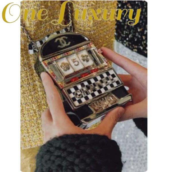 Replica Chanel Women CC Slot Machine Minaudiere Resin Strass Imitation Pearl Gold-Tone Metal 7