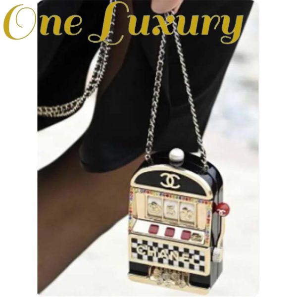 Replica Chanel Women CC Slot Machine Minaudiere Resin Strass Imitation Pearl Gold-Tone Metal 10