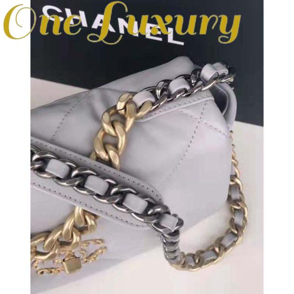 Replica Chanel Women 19 Flap Bag Lambskin Iridescent Gold Silver-Tone Metal Grey 10