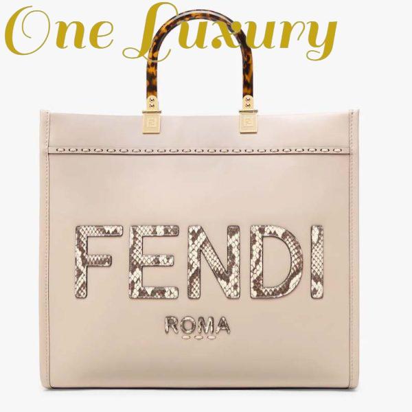 Replica Fendi FF Women Sunshine Medium Beige Leather Elaphe Shopper 2