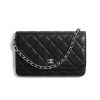 Replica Chanel Women Classic Wallet On Chain in Lambskin Leather-Black