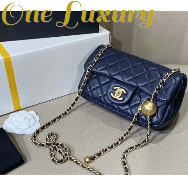 Replica Chanel Women Flap Bag in Lambskin Leather-Navy 4