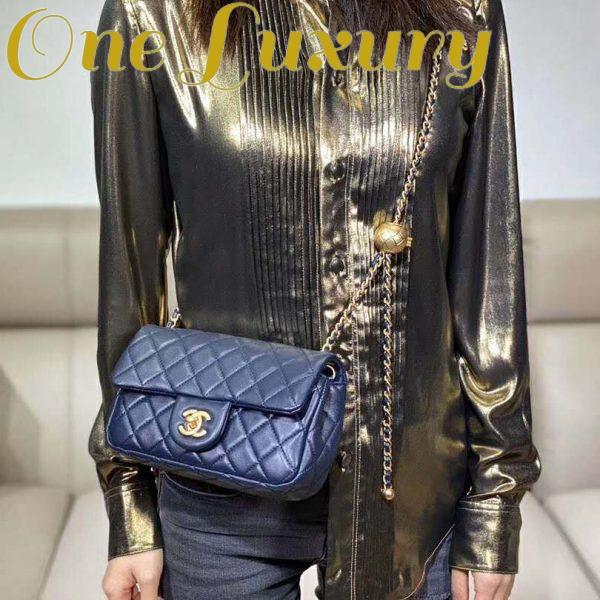 Replica Chanel Women Flap Bag in Lambskin Leather-Navy 8