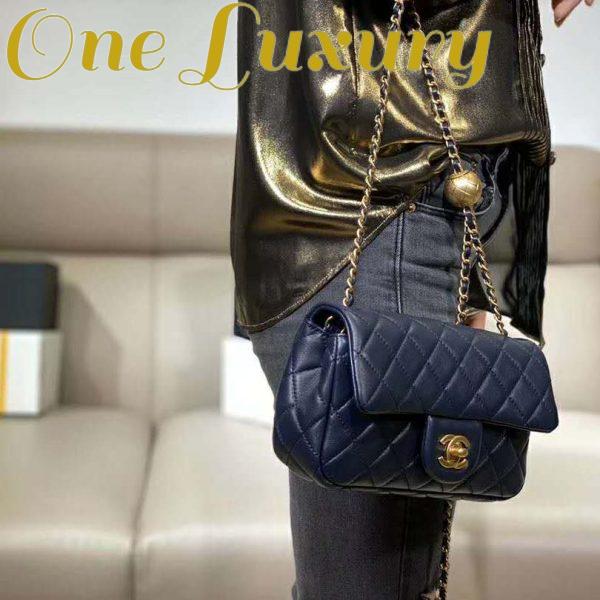 Replica Chanel Women Flap Bag in Lambskin Leather-Navy 10
