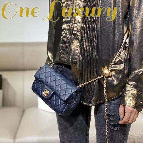 Replica Chanel Women Flap Bag in Lambskin Leather-Navy 11