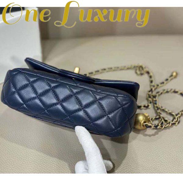 Replica Chanel Women Flap Bag in Lambskin Leather-Navy 12