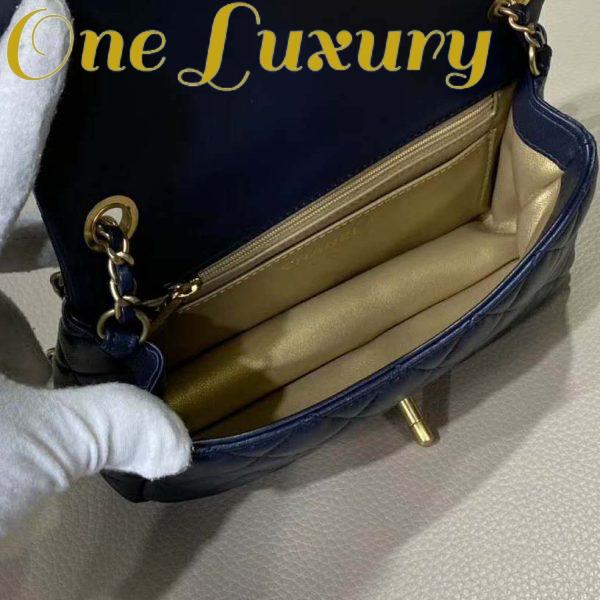 Replica Chanel Women Flap Bag in Lambskin Leather-Navy 13