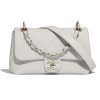 Replica Chanel Women Small Flap Bag Grained Calfskin Lacquered Metal White Black 19