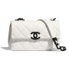 Replica Chanel Women Small Flap Bag Grained Calfskin Lacquered Metal White Black
