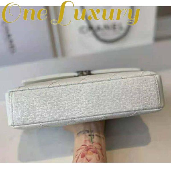 Replica Chanel Women Small Flap Bag Grained Calfskin Lacquered Metal White Black 9