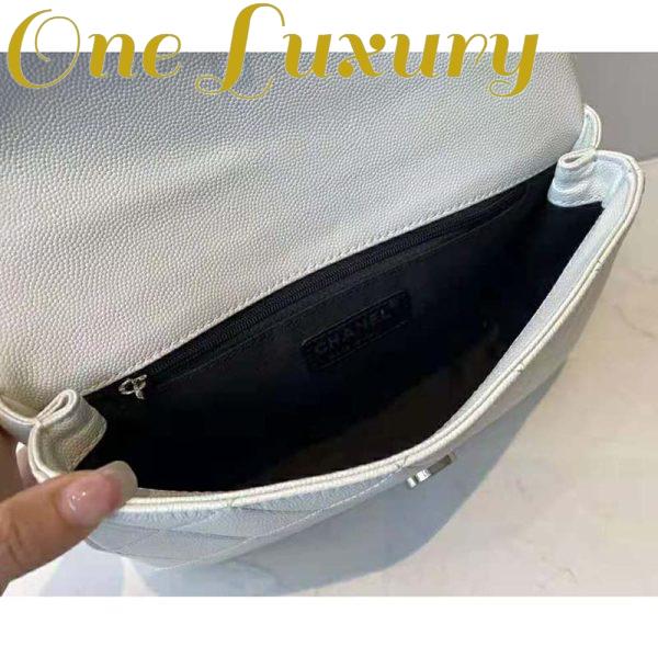 Replica Chanel Women Small Flap Bag Grained Calfskin Lacquered Metal White Black 10