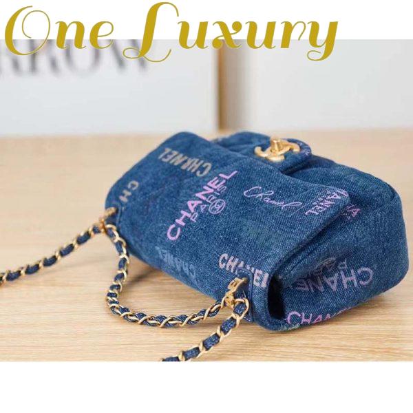 Replica Chanel Women Small Flap Bag Printed Denim Gold-Tone Metal Blue Multicolor 5