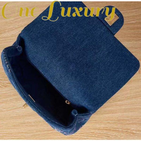 Replica Chanel Women Small Flap Bag Printed Denim Gold-Tone Metal Blue Multicolor 9