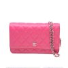 Replica Chanel Women Wallet On Chain Flap Bag in Goatskin Leather-Pink